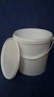 Plastový kbelík bílý s víkem, objem   20,0 litru (1-23 ks)