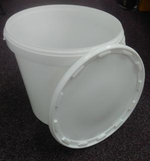 Plastový kbelík bílý s víkem, objem   30,0 l (1-19 ks)