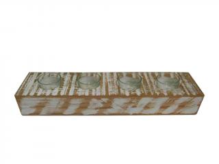 Adventní svícen dřevěný 36 x 8 cm obdélník bílý