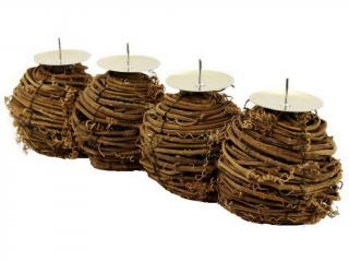 Adventní svícen proutěný 27 cm koule naturální (Adventní svícen,27cm koule rovný natural)