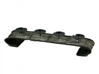 Adventní svícen proutěný 43 x 9 cm most šedý