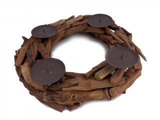Adventní svícen z klacíků 35 cm kulatý naturální