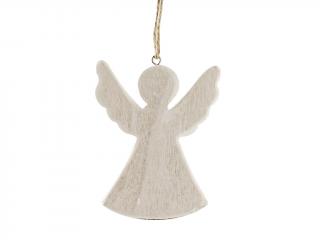 Anděl dřevo 14cm bílý