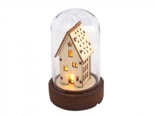 Chaloupka svítící dřevěná 5,5 x 9 cm ve skle naturální