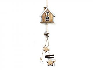 Domek girlanda dřevěná 40 cm naturální