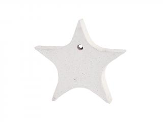 Hvězda dřevěná  5 cm bílá na dekorace (Hvězda dřevo 5cm plochá bílá)