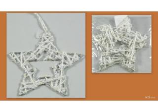 Hvězda kovová 7,5 cm 3 ks glitter bílá
