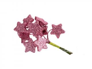 Hvězda polystyrenová 2,5 cm 12 svazků po 10 ks zápich glitter fialová