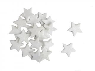 Hvězdičky polystyren přízdoba 2 cm 24 ks bílá