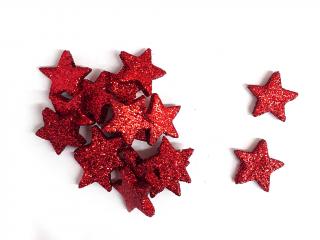 Hvězdičky polystyren přízdoba 2 cm 24 ks červená