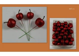 Jablko přízdoba zápich 3 cm 48 ks červené