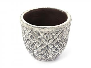 Keramika obal 12cm kulatý šedý dekor
