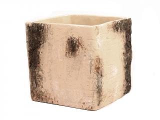 Keramika obal 13,5cm čtverec hnědý kůra