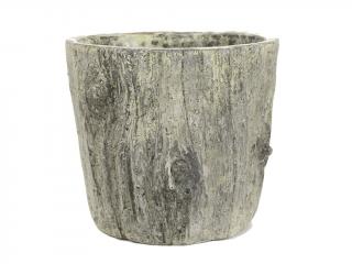 Keramika obal 15cm kulatý šedý dřevo