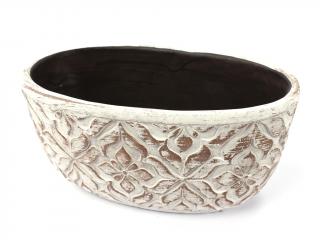 Keramika truhlík 21cmx11cm ovál hnědý dekor