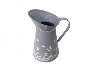 Konev plechová 24 cm dekor světle šedá