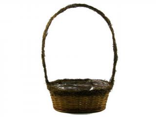 Košík bambus 27 x 20 cm oválný s révou naturální