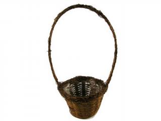 Košík bambusový 19 cm kulatý s révou naturální