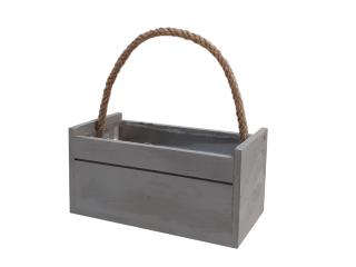 Košík dřevěný 22 x 11 cm obdélník šedý