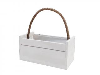 Košík dřevěný 24,5 x 12,5 cm obdélník bílý