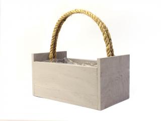 Košík dřevěný 24 x 14 cm šedý
