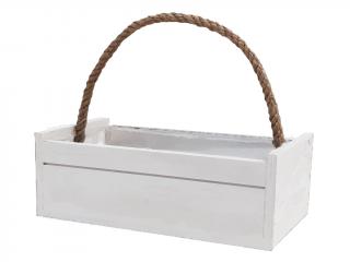 Košík dřevěný 25 x 8 cm obdélník bílý