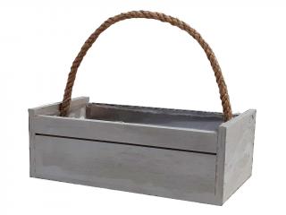 Košík dřevěný 25 x 8 cm obdélník šedý