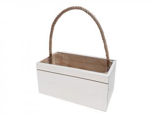 Košík dřevěný 27,5 x 13 cm obdélník bílý