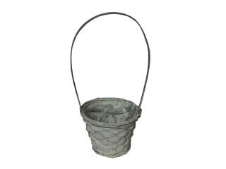 Košík proutěný 18 cm kulatý šedý