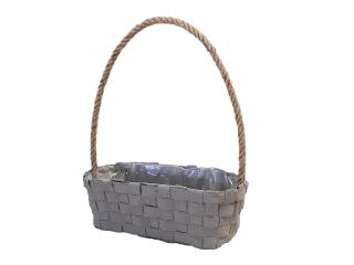 Košík proutěný 29 x 13 cm oválný šedý