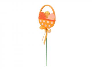 Košík s vejci dřevěný 8 cm zápich oranžový