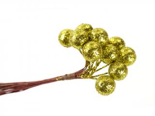 Koule polystyrenová zápich 1,3 cm 12 svazků po 12 ks glitter zelená