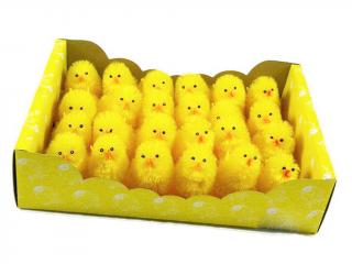 Kuřátka plyšová přízdoba 6 cm 24 ks žlutá