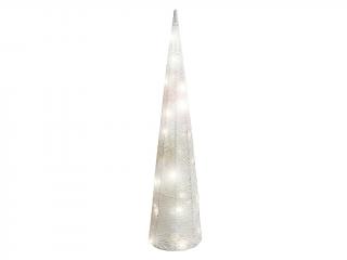 Kužel svítící kovový zasněžený 80 cm 40 LED světel glitter bílý