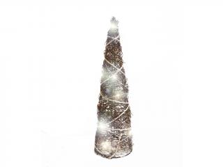 Kužel svítící révový 40 cm 20 LED světel glitter naturální
