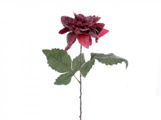 Květ látkový jiřina zasněžená 50 cm červený