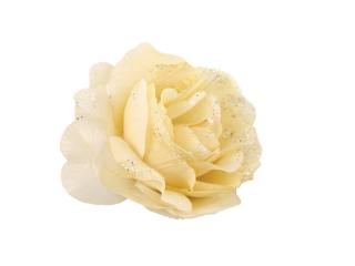 Květ látkový růže 14cm krémová glitter