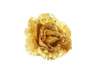 Květ látkový růže 14cm zlatý glitter