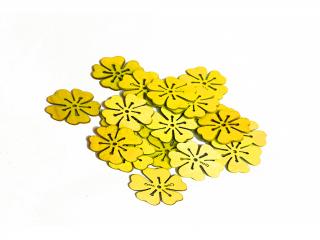 Kytka dřevěná přízdoba 2,5 cm 40 ks žlutá