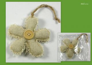 Kytka jutová přízdoba 10 cm naturální