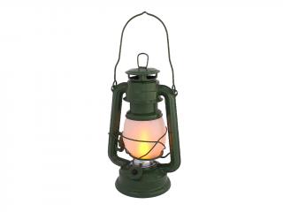 Lampa plastová s kovem 24 cm svítící zelená