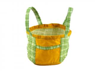 Látková taška obal na květináč 11 x 10 cm zelené kárko (Obal látka taška 11cm x10 cm zelené kárko)