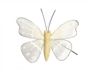 Motýl přízdoba 6 ks 8 cm glitter
