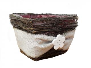 Obal břízový 28 cm s jutou čtverec naturální