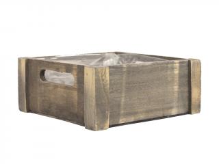 Obal dřevěný 22 cm čtverec šedý