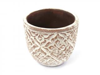Obal keramický 12 cm kulatý hnědý dekor