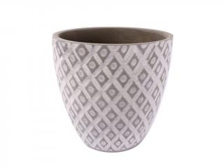 Obal keramický 13 cm kulatý šedý dekor