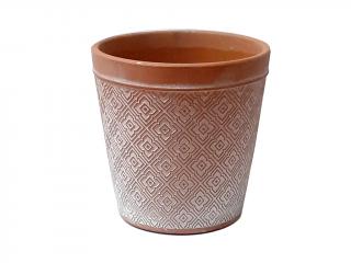 Obal keramický ∅ 14 cm kulatý terakota dekor