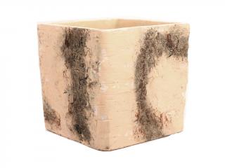 Obal keramický 18 cm čtverec hnědý kůra