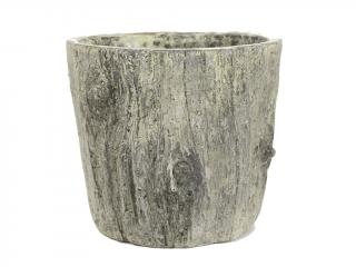 Obal keramický 19 cm kulatý šedý dřevo